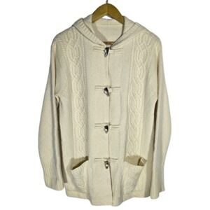 Vtg Ralph Lauren Wool Cashmere Angora Toggle Cardigan Fisherman Cable Knit‎ XL